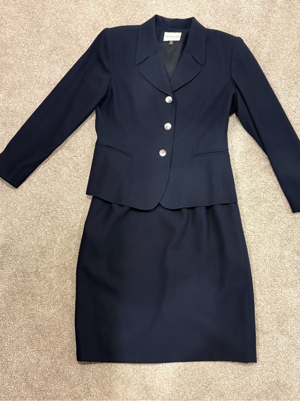Preston & York Navy Blue 2-Piece Skirt Suit Set Career Professional - Size 6P